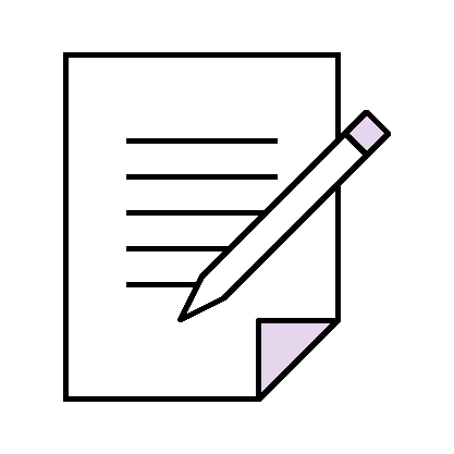 Outline of a piece of lined paper with a pencil over the top.