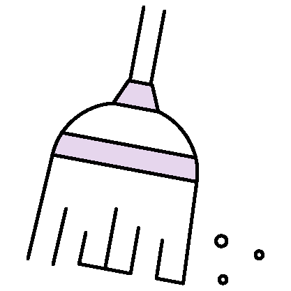 An icon of a broom cleaning up