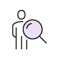 Outline of a person with a magnifying glass over the top