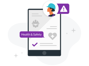 Illustration of a clipboard with construction health and safety written on it