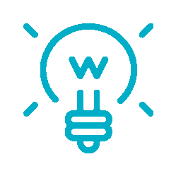 Outline of a lightbulb representing having a bright idea.