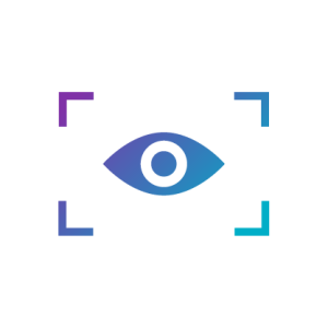 Stylised icon of an eye with the outline of a box around it