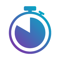 Gradient stopwatch icon with a partially filled clock face, indicating time measurement or a countdown.