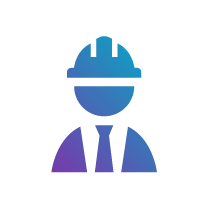 Figure wearing a suit with a hard hat on icon