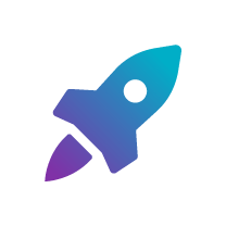 A gradient rocket icon transitioning from teal to purple, symbolizing innovation and exploration in technology.