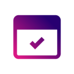 Checkmark inside a square with a gradient of purple to pink, symbolizing confirmation or approval.