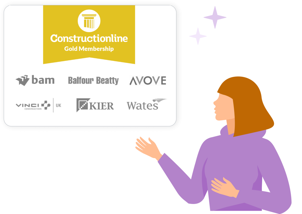 Illustration of CL Gold with logos of main contractors