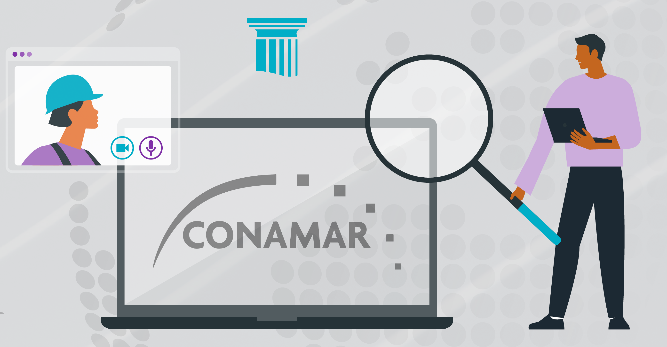 A person examines a laptop displaying the 