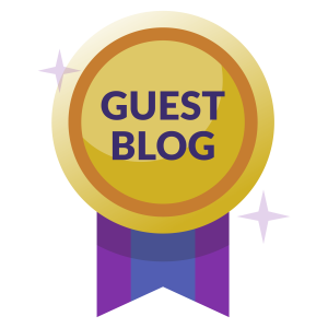 Golden badge labeled "Guest Blog" with a purple ribbon and star accents, symbolising contributions from guest writers.