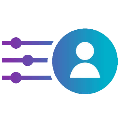 Icon featuring a person silhouette beside sliding controls, representing user preferences or customisable settings.