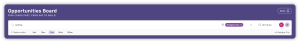 Search interface for "roofing" leads within 25 miles of Glasgow City, with filters for location and future dates on an opportunities board.