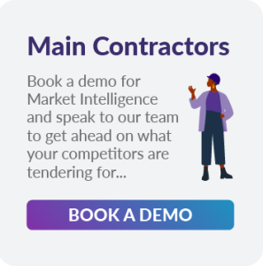 Illustration promoting booking a demo for Market Intelligence to learn about competitors' tendering opportunities.